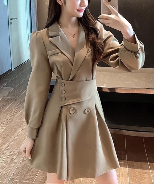 gossip!ロサンゼルス(ゴシップロサンゼルス)の「テーラードミニ丈ワンピース(ワンピース・レディース・ブラック/ベージュ/ブラック系その他/ベージュ系その他・M/L)」の11枚目の写真