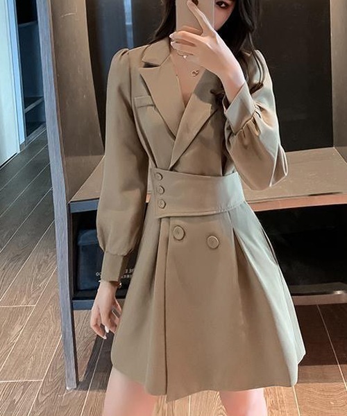 gossip!ロサンゼルス(ゴシップロサンゼルス)の「テーラードミニ丈ワンピース(ワンピース・レディース・ブラック/ベージュ/ブラック系その他/ベージュ系その他・M/L)」の13枚目の写真