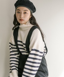 PUAL CE CIN | パネルボーダーハイネックニットプルオーバー(ニット/セーター)