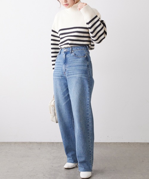 PUAL CE CIN（ピュアルセシン）の「パネルボーダーハイネックニットプルオーバー（ニット/セーター・レディース・ホワイト系/ベージュ系・FREE）」の19枚目の写真