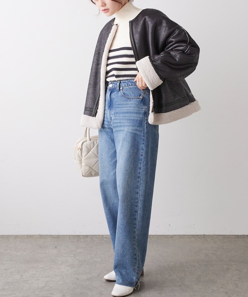 PUAL CE CIN（ピュアルセシン）の「パネルボーダーハイネックニットプルオーバー（ニット/セーター・レディース・ホワイト系/ベージュ系・FREE）」の11枚目の写真