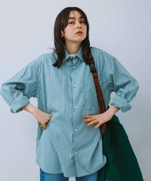 ADAM ET ROPE' | カラーストライプ ビッグシルエット レギュラーカラー シャツ/ロングシーズン着用可能(シャツ/ブラウス)