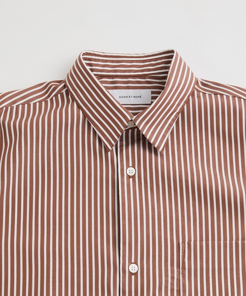 ADAM ET ROPE'（アダムエロペ）の「カラーストライプ ビッグシルエット レギュラーカラー シャツ/ロングシーズン着用可能（シャツ/ブラウス・メンズ・ブラウン/ライトグリーン・M/L）」の10枚目の写真