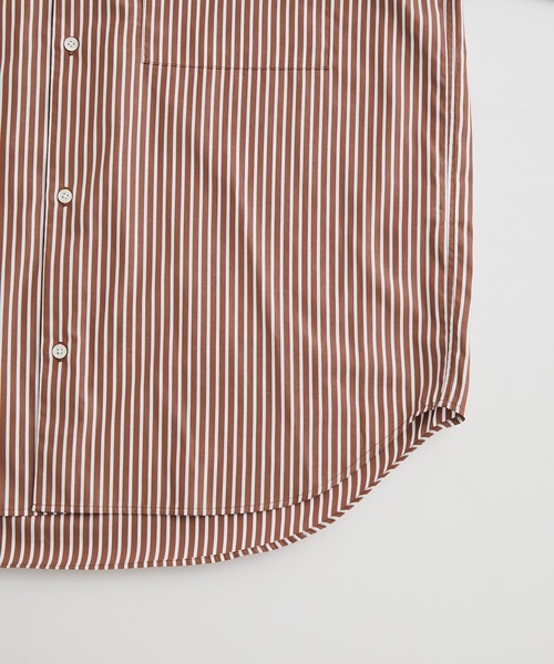 ADAM ET ROPE'（アダムエロペ）の「カラーストライプ ビッグシルエット レギュラーカラー シャツ/ロングシーズン着用可能（シャツ/ブラウス・メンズ・ブラウン/ライトグリーン・M/L）」の13枚目の写真