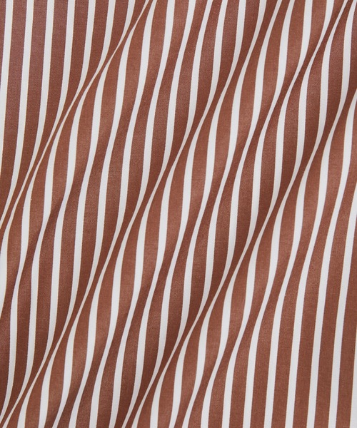 ADAM ET ROPE'（アダムエロペ）の「カラーストライプ ビッグシルエット レギュラーカラー シャツ/ロングシーズン着用可能（シャツ/ブラウス・メンズ・ブラウン/ライトグリーン・M/L）」の8枚目の写真