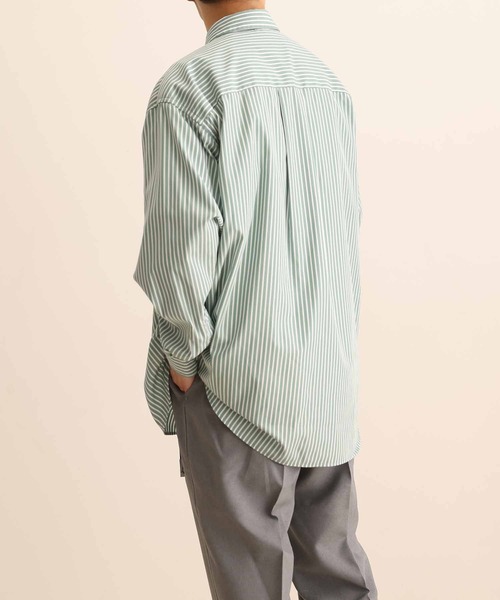 ADAM ET ROPE'（アダムエロペ）の「カラーストライプ ビッグシルエット レギュラーカラー シャツ/ロングシーズン着用可能（シャツ/ブラウス・メンズ・ブラウン/ライトグリーン・M/L）」の20枚目の写真