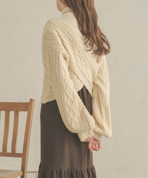 Ambre Neige（アンブルネージュ）の「2WAYケーブルクロスニット／【WEB