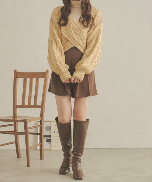 Ambre Neige（アンブルネージュ）の「2WAYケーブルクロスニット／【WEB