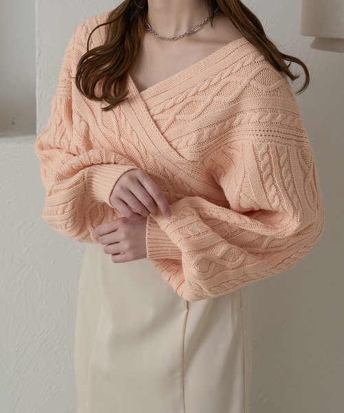 セール】2WAYケーブルクロスニット／【WEB/EC限定商品】（ニット