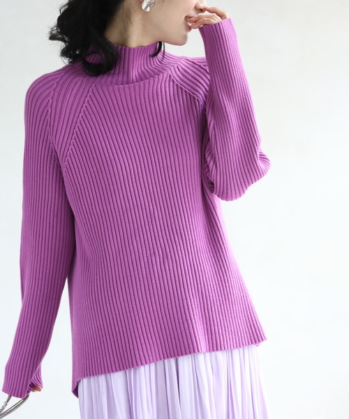 cawaii(カワイイ)の「新定番着痩せファッションニット RIBslimリブスリム(ニット/セーター・レディース・グリーン/アイボリー/パープル/イエロー/グレー/ブラック/ピンク・FREE)」の5枚目の写真