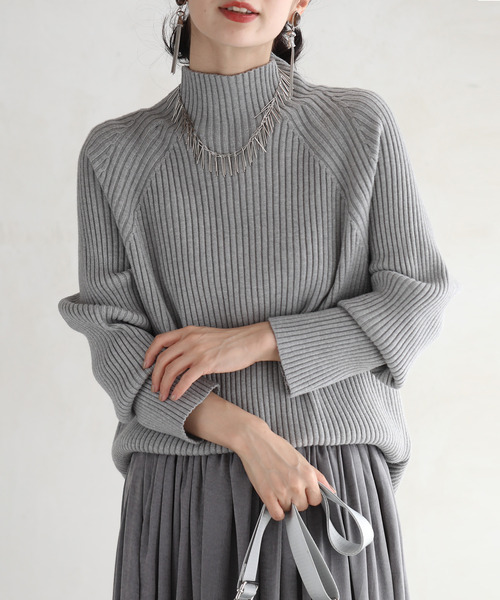 cawaii(カワイイ)の「新定番着痩せファッションニット RIBslimリブスリム(ニット/セーター・レディース・グリーン/アイボリー/パープル/イエロー/グレー/ブラック/ピンク・FREE)」の3枚目の写真