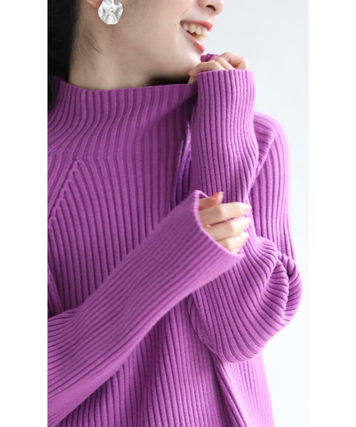 cawaii(カワイイ)の「新定番着痩せファッションニット RIBslimリブスリム(ニット/セーター・レディース・グリーン/アイボリー/パープル/イエロー/グレー/ブラック/ピンク・FREE)」の13枚目の写真