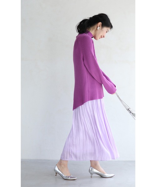 cawaii(カワイイ)の「新定番着痩せファッションニット RIBslimリブスリム(ニット/セーター・レディース・グリーン/アイボリー/パープル/イエロー/グレー/ブラック/ピンク・FREE)」の11枚目の写真