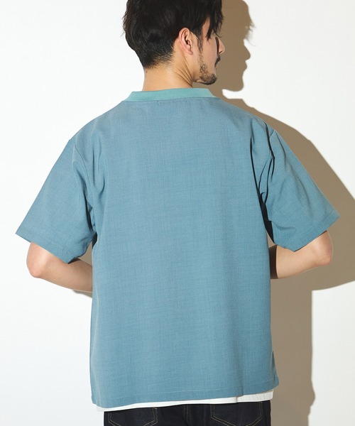 UNION STATION（ユニオンステーション）の「ポリエステルカチオンアンサンブルシャツ（シャツ/ブラウス・メンズ・ライトブルー/ベージュ/ネイビー・M/L/LL）」の7枚目の写真