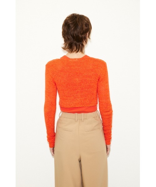 THROW by SLY（スローバイスライ）の「THROW TAPE YARN CROP ARM C/D テープヤーン クロップド丈 ショート丈 カーディガン シアー（カーディガン/ボレロ・レディース・ブラック/クリアレッド・FREE）」の10枚目の写真