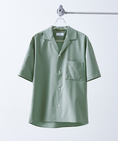 417 EDIFICE（フォーワンセブンエディフィス）の「"吸水速乾＆イージーケア"【Reflax / リフラクス】オープンカラーシャツ（シャツ/ブラウス・メンズ・オレンジ/グリーン/アイボリー/ネイビー/ブラウン/チャコールグレー・LARGE/MEDIUM/SMALL/X-LARGE）」の5枚目の写真