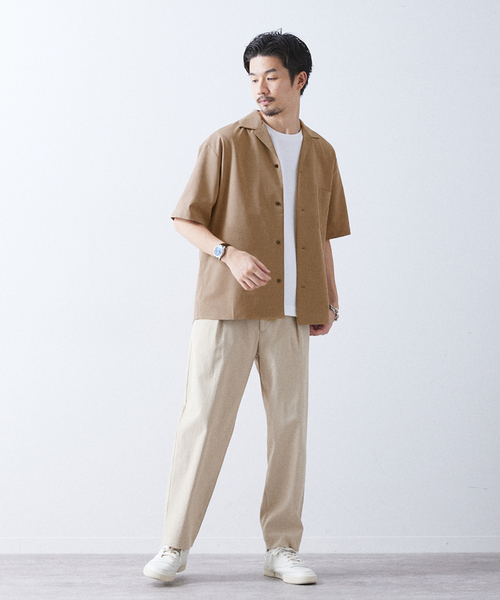 417 EDIFICE（フォーワンセブンエディフィス）の「"吸水速乾＆イージーケア"【Reflax / リフラクス】オープンカラーシャツ（シャツ/ブラウス・メンズ・オレンジ/グリーン/アイボリー/ネイビー/ブラウン/チャコールグレー・LARGE/MEDIUM/SMALL/X-LARGE）」の9枚目の写真