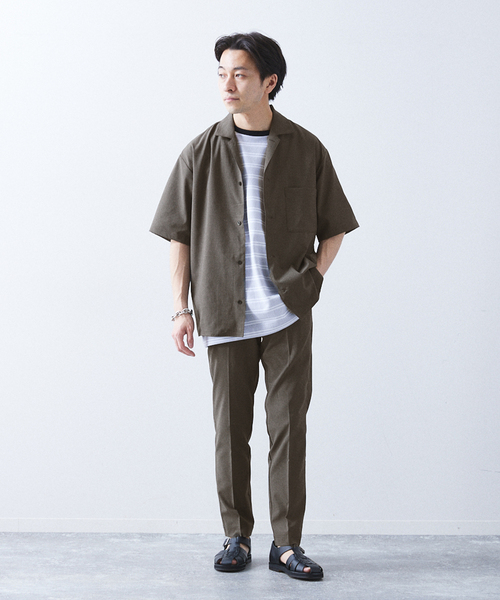 417 EDIFICE（フォーワンセブンエディフィス）の「"吸水速乾＆イージーケア"【Reflax / リフラクス】オープンカラーシャツ（シャツ/ブラウス・メンズ・オレンジ/グリーン/アイボリー/ネイビー/ブラウン/チャコールグレー・LARGE/MEDIUM/SMALL/X-LARGE）」の14枚目の写真