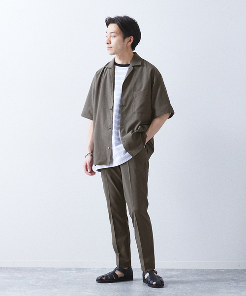 417 EDIFICE（フォーワンセブンエディフィス）の「"吸水速乾＆イージーケア"【Reflax / リフラクス】オープンカラーシャツ（シャツ/ブラウス・メンズ・オレンジ/グリーン/アイボリー/ネイビー/ブラウン/チャコールグレー・LARGE/MEDIUM/SMALL/X-LARGE）」の15枚目の写真