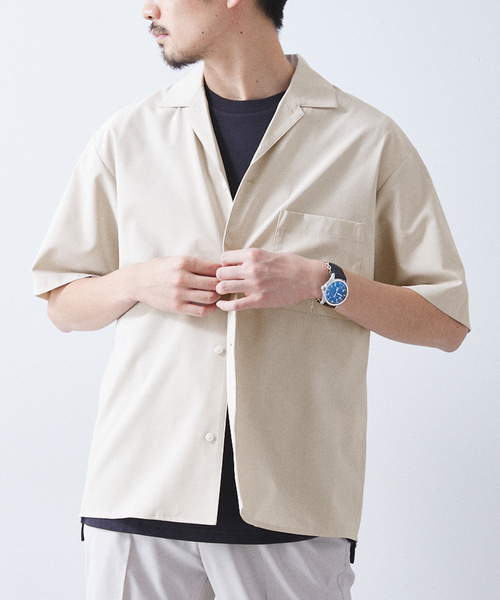 417 EDIFICE（フォーワンセブンエディフィス）の「"吸水速乾＆イージーケア"【Reflax / リフラクス】オープンカラーシャツ（シャツ/ブラウス・メンズ・オレンジ/グリーン/アイボリー/ネイビー/ブラウン/チャコールグレー・LARGE/MEDIUM/SMALL/X-LARGE）」の17枚目の写真