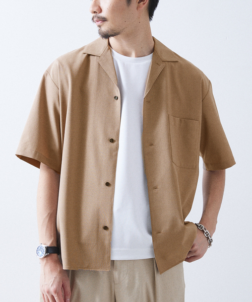 417 EDIFICE（フォーワンセブンエディフィス）の「"吸水速乾＆イージーケア"【Reflax / リフラクス】オープンカラーシャツ（シャツ/ブラウス・メンズ・オレンジ/グリーン/アイボリー/ネイビー/ブラウン/チャコールグレー・LARGE/MEDIUM/SMALL/X-LARGE）」の18枚目の写真