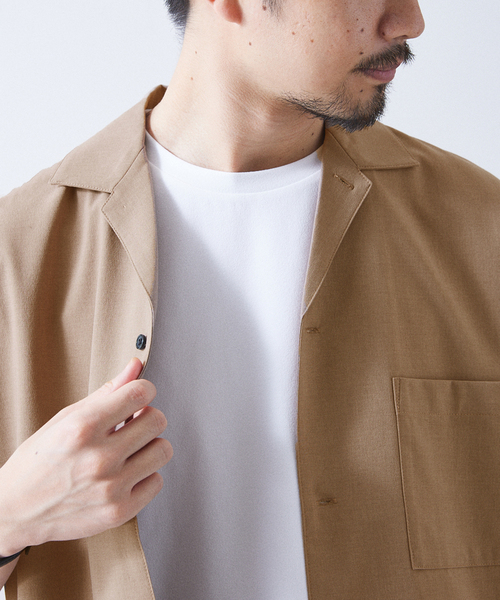 417 EDIFICE（フォーワンセブンエディフィス）の「"吸水速乾＆イージーケア"【Reflax / リフラクス】オープンカラーシャツ（シャツ/ブラウス・メンズ・オレンジ/グリーン/アイボリー/ネイビー/ブラウン/チャコールグレー・LARGE/MEDIUM/SMALL/X-LARGE）」の19枚目の写真