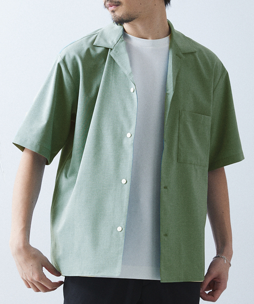 417 EDIFICE（フォーワンセブンエディフィス）の「"吸水速乾＆イージーケア"【Reflax / リフラクス】オープンカラーシャツ（シャツ/ブラウス・メンズ・オレンジ/グリーン/アイボリー/ネイビー/ブラウン/チャコールグレー・LARGE/MEDIUM/SMALL/X-LARGE）」の22枚目の写真