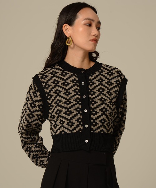 MATURED（マチュアード）の「【MATURED/マチュアード】ジャガードニットカーディガン（カーディガン/ボレロ・レディース・ベージュ/イエロー/ブルー・FREE）」の2枚目の写真