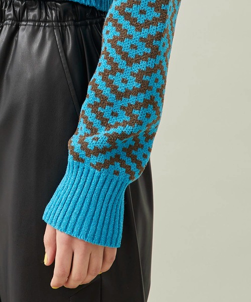 MATURED（マチュアード）の「【MATURED/マチュアード】ジャガードニットカーディガン（カーディガン/ボレロ・レディース・ベージュ/イエロー/ブルー・FREE）」の6枚目の写真