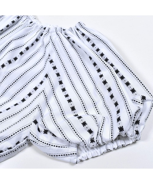 BeBe(ベベ)の「BeBe/【お揃い】コットンストライプギャザーワンピース(90~140cm)(ワンピース・キッズ・ホワイト系その他・100/120/110/140/130/90)」の3枚目の写真