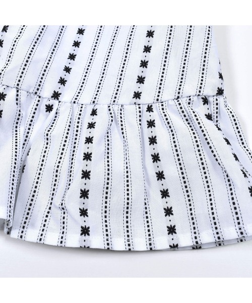 BeBe(ベベ)の「BeBe/【お揃い】コットンストライプギャザーワンピース(90~140cm)(ワンピース・キッズ・ホワイト系その他・100/120/110/140/130/90)」の5枚目の写真