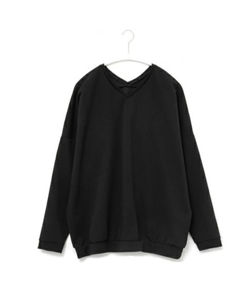 and it_（アンドイット）の「シワになりにくいネックドルマンプルオーバー（Tシャツ/カットソー・レディース・スモークピンク/アイボリー/ブラック・L/M）」の6枚目の写真