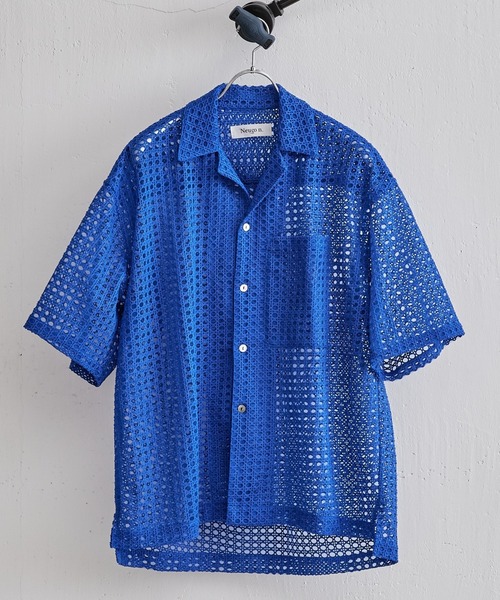 Lui's（ルイス）の「【Neucon / ニューコン】23SS メッシュショートスリーブシャツ（シャツ/ブラウス・メンズ・ブラック/ブルー・1/2）」の2枚目の写真