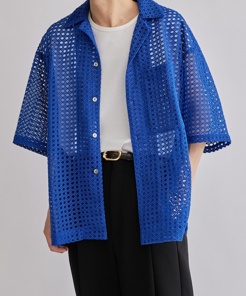 Lui's（ルイス）の「【Neucon / ニューコン】23SS メッシュショートスリーブシャツ（シャツ/ブラウス・メンズ・ブラック/ブルー・1/2）」の3枚目の写真