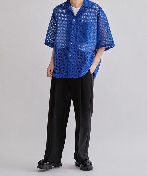 Lui's（ルイス）の「【Neucon / ニューコン】23SS メッシュショートスリーブシャツ（シャツ/ブラウス・メンズ・ブラック/ブルー・1/2）」の7枚目の写真