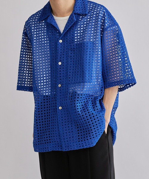 Lui's（ルイス）の「【Neucon / ニューコン】23SS メッシュショートスリーブシャツ（シャツ/ブラウス・メンズ・ブラック/ブルー・1/2）」の11枚目の写真