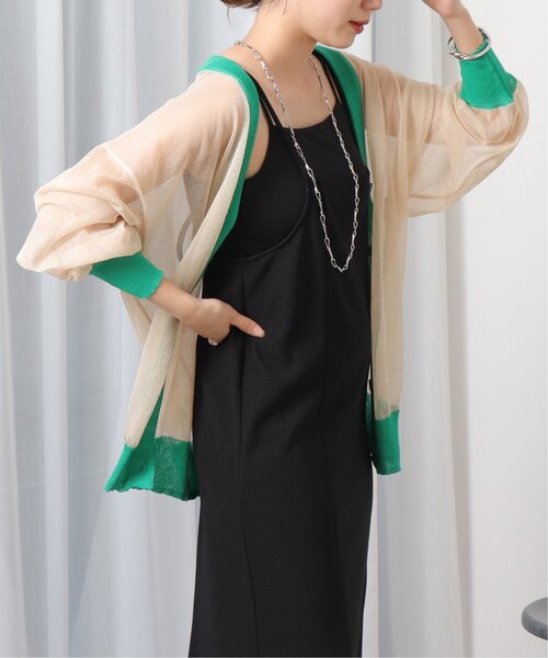 frames RAY CASSIN(フレームスレイカズン)の「配色シアーVネックカーディガン(カーディガン/ボレロ・レディース・オレンジ/ブルー/キナリ/ブラック・FREE)」の2枚目の写真