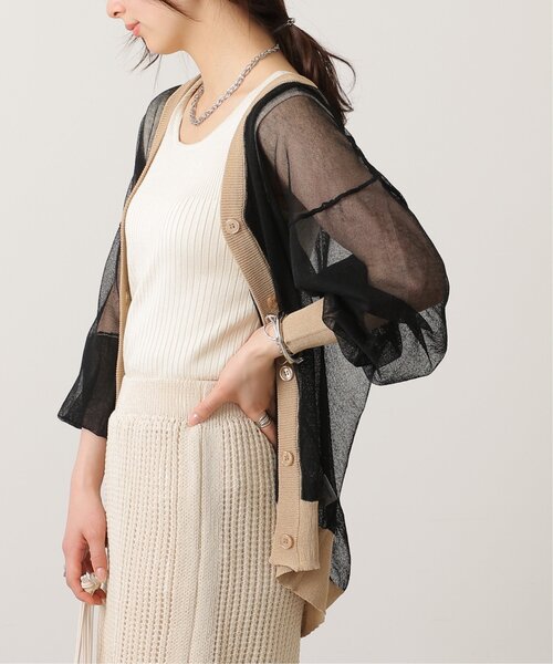 frames RAY CASSIN(フレームスレイカズン)の「配色シアーVネックカーディガン(カーディガン/ボレロ・レディース・オレンジ/ブルー/キナリ/ブラック・FREE)」の12枚目の写真