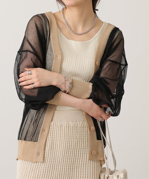 frames RAY CASSIN(フレームスレイカズン)の「配色シアーVネックカーディガン(カーディガン/ボレロ・レディース・オレンジ/ブルー/キナリ/ブラック・FREE)」の13枚目の写真