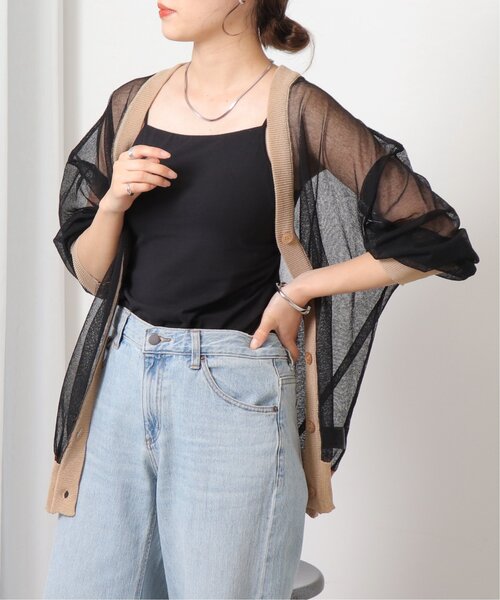 frames RAY CASSIN(フレームスレイカズン)の「配色シアーVネックカーディガン(カーディガン/ボレロ・レディース・オレンジ/ブルー/キナリ/ブラック・FREE)」の19枚目の写真