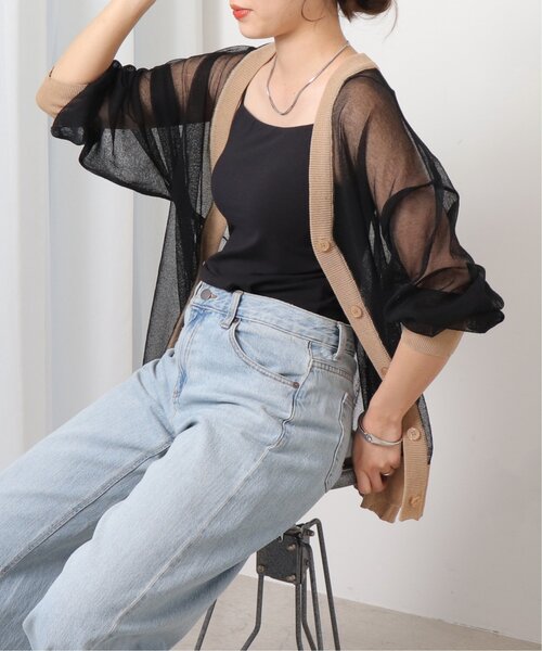 frames RAY CASSIN(フレームスレイカズン)の「配色シアーVネックカーディガン(カーディガン/ボレロ・レディース・オレンジ/ブルー/キナリ/ブラック・FREE)」の20枚目の写真