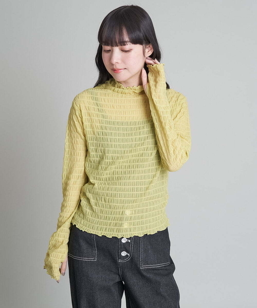 A de a.v.v(アードアー・ヴェ・ヴェ)の「シャーリングシアーハイネックプルオーバー(Tシャツ/カットソー・レディース・ブラック/ホワイト/イエロー・39)」の7枚目の写真