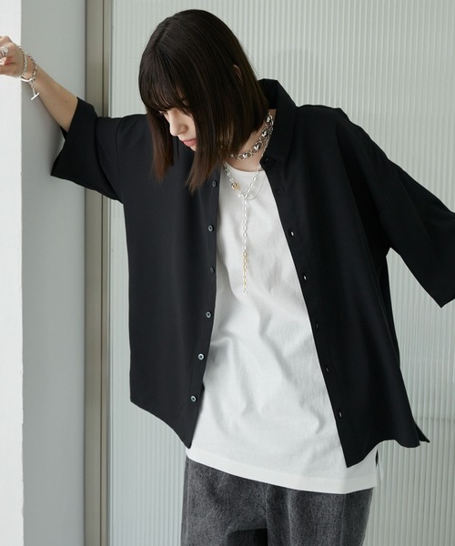 Alfred Alex（アルフレッドアレックス）の「ドレープトロミルーズシャツ オーバーサイズ/ビッグシルエット メンズ（シャツ/ブラウス・メンズ・レッド系/ライラック/ブルーグレー/アイボリー/ダークグレー/ブラック/ライトグレー・M/L）」の17枚目の写真