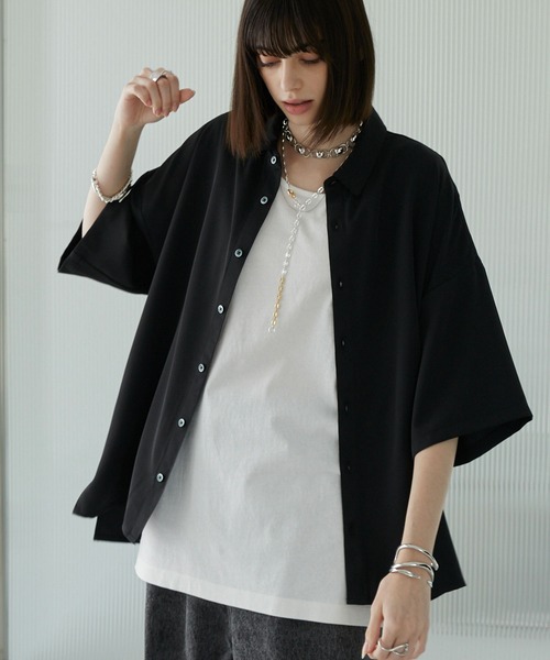 Alfred Alex（アルフレッドアレックス）の「ドレープトロミルーズシャツ オーバーサイズ/ビッグシルエット メンズ（シャツ/ブラウス・メンズ・レッド系/ライラック/ブルーグレー/アイボリー/ダークグレー/ブラック/ライトグレー・M/L）」の18枚目の写真