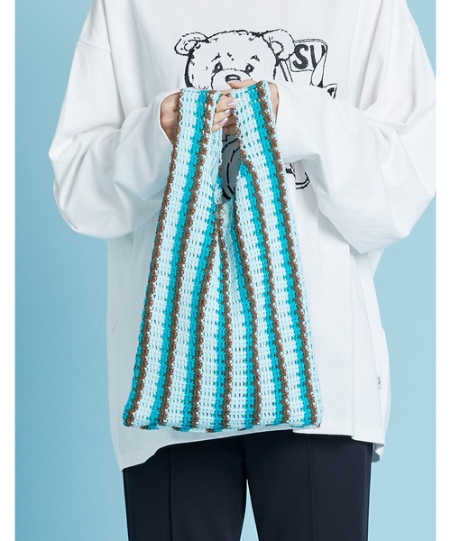 Little sunny bite(リトルサニーバイト)の「Knitting bag(ハンドバッグ・レディース・ベージュ/ブルー/ピンク・FREE)」の1枚目の写真