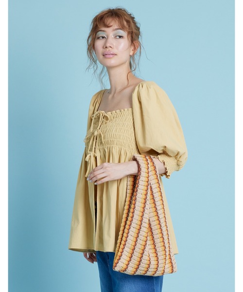 Little sunny bite(リトルサニーバイト)の「Knitting bag(ハンドバッグ・レディース・ベージュ/ブルー/ピンク・FREE)」の5枚目の写真