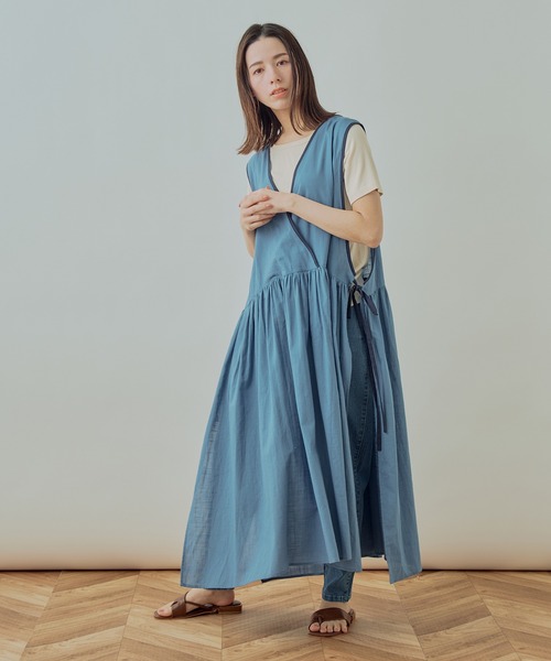 新品　KELEN 2WAY APRON DRESS ワンピース Kelen ワンピース 「KELEN / ケレン」前後2WAY Vネックエプロン
