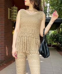 SPIRALGIRL | クロシェフリンジトップス(ニット/セーター)