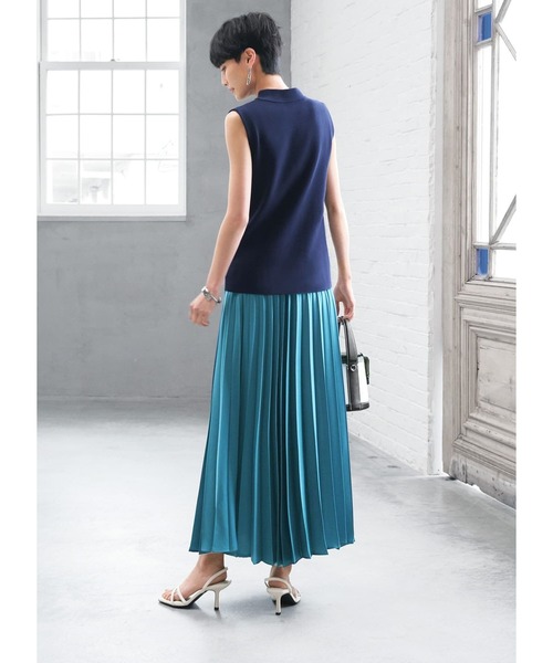 STYLE DELI（スタイルデリ）の「【LUXE】ソウバリハイネックノースリトップス（ニット/セーター・レディース・ブルー系/ネイビー/ホワイト/グレイッシュベージュ/ブラック・MEDIUM）」の22枚目の写真