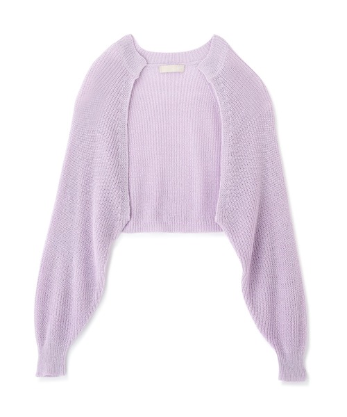 FREE'S MART（フリーズマート）の「【パープルカラーWEB限定】◆ショート丈ニットボレロ（カーディガン/ボレロ・レディース・ホワイト/ブラック/パープル/グリーン・FREE）」の4枚目の写真